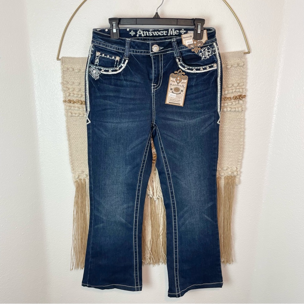 NWT Answer Me Rhinestone Bootcut Jeans Size 9